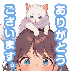 [LINEスタンプ] 頭に猫乗ってる少女。その1